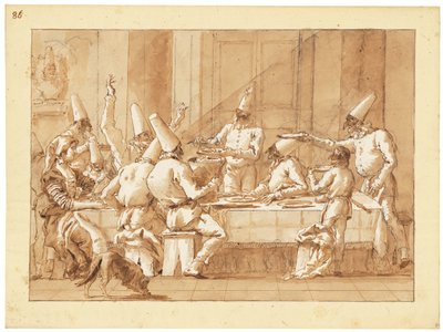 Punchinellosin juhla-ateria tekijältä Giandomenico (1727 1804) Tiepolo