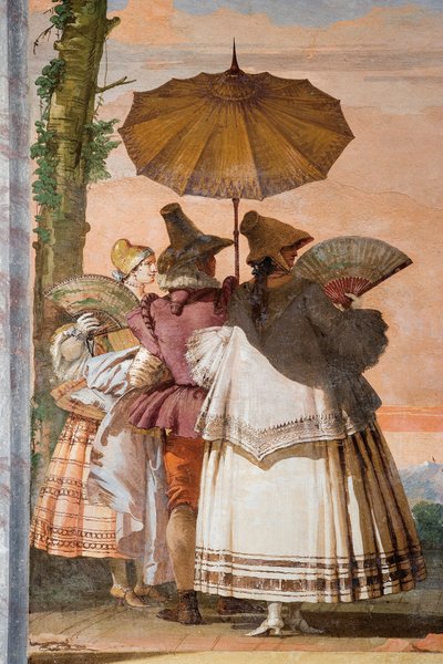 Yksityiskohta Summer Walkista, Gothic Pavilionin huoneesta, Foresteriassa, 1757 tekijältä Giovanni Domenico Tiepolo