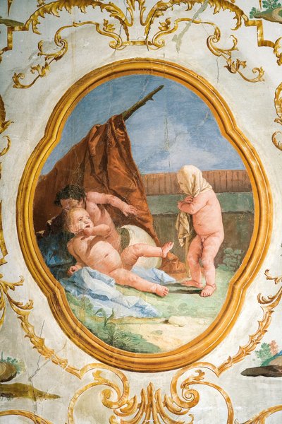 Fresko Putti-huoneesta, Foresteriassa (vierastalo) 1757 tekijältä Giovanni Domenico Tiepolo