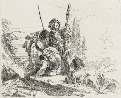 Kolme sotilasta ja poika, 1749 tekijältä Giovanni Domenico Tiepolo
