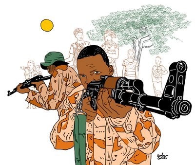 Sotilaallinen Afrikka, 2022 (digitaalinen) tekijältä Gianluca Costantini