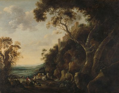Maisema paimenten kanssa tekijältä Gijsbert Gillisz de Hondecoeter