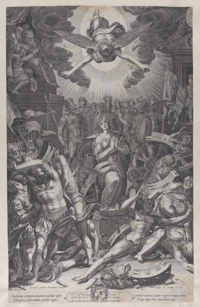 Pyhän Katariinan marttyyrikuolema Bernardino Passarin mukaan, 1588. tekijältä Gijsbert Van Veen