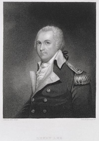 Kenraali Henry Lee (1756-1818), kaivertanut John Francis Eugene PrudHomme (1800-92) James Herringin (1794-1867) alkuperäisen maalauksen kopion jälkeen tekijältä Gilbert after Stuart