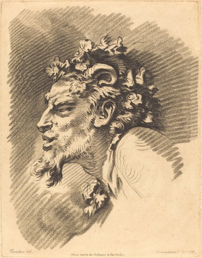 Faunin pää tekijältä Gilles Demarteau, the Elder after François Boucher