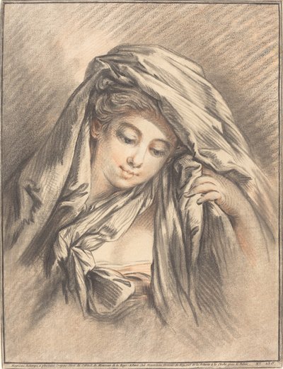 Nuori nainen pää peitettynä tekijältä Gilles Demarteau, the Elder after François Boucher