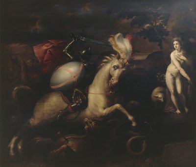 Saint George (öljy paneelissa) tekijältä Gillis (c.1535 99) Congnet