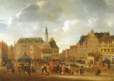 Munsterin rauhansopimuksen julistus vuonna 1648 Haarlemin kaupungintalon parvekkeelta tekijältä Gillis Rombouts