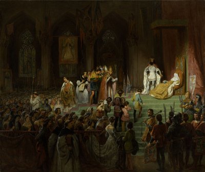 Kuolleiden Inês de Castron kruunaus Coimbran katedraalissa, 1827-1828. tekijältä Gillot Saint Evre