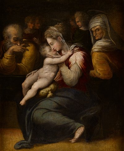 Pyhä perhe, n. 1540 (öljy kankaalle) tekijältä Giorgio (attr.to) Vasari