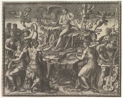 Apollo ja muusat, n. 1557. tekijältä Giorgio Ghisi