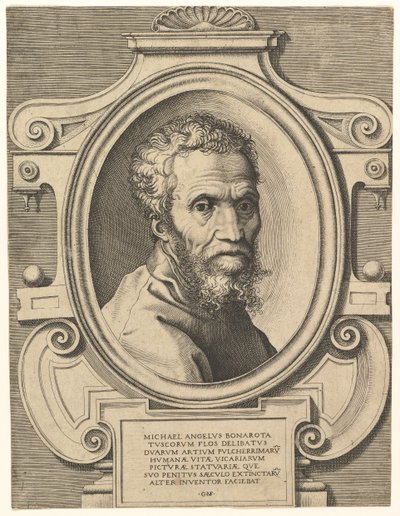 Michelangelon muotokuva vuoden 1564 jälkeen. tekijältä Giorgio Ghisi