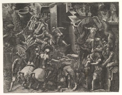 Troijan kukistuminen ja Aeneasin pako, 1540-luvun puoliväli. tekijältä Giorgio Ghisi