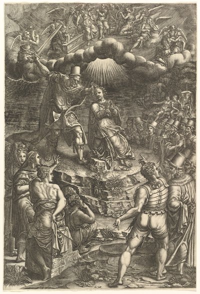 Pyhän Barbaran marttyyrikuolema, 1570-luvun loppu. tekijältä Giorgio Ghisi