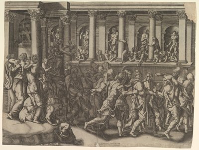 Vankien pilkkaaminen, n. 1540. tekijältä Giorgio Ghisi