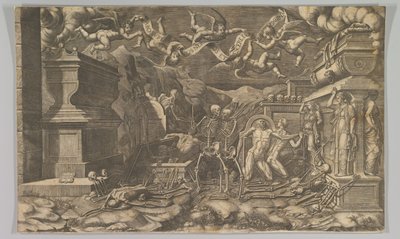 Hesekielin näy, 1554, julkaistu uudelleen 1595. tekijältä Giorgio Ghisi