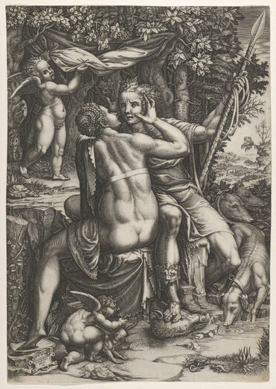 Venus ja Adonis, n. 1570 tekijältä Giorgio Ghisi