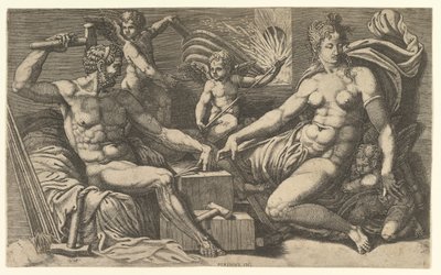 Venus ja Vulkaani Forgessa, n. 1555. tekijältä Giorgio Ghisi