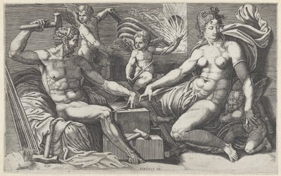 Venus en Vulcanus in de smidse van Vulcanus tekijältä Giorgio Ghisi
