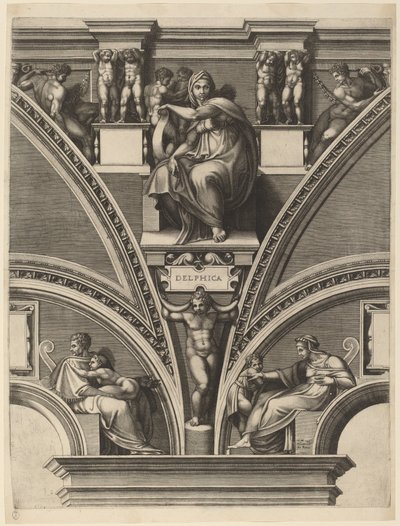 Delphic Sibyl tekijältä Giorgio Ghisi after Michelangelo