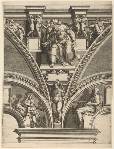 Profeetta Hesekiel tekijältä Giorgio Ghisi after Michelangelo