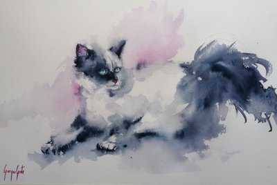 Sinisilmäinen akvarellikissa tekijältä Giorgio Gosti