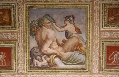 Ceres imettävä Triptolemus, yksityiskohta Altovitin katosta, 1553 fresko tekijältä Giorgio Vasari