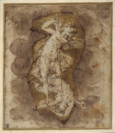 Piirros Pyhän Mikaelin holvin enkeleistä, n.1511-74 (kynä, muste ja tussi). tekijältä Giorgio Vasari