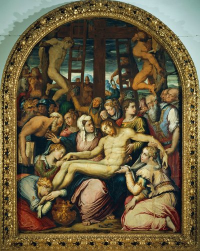 Giorgio Vasarin (1511-1574) itkulaulu Ristiltä lasketusta kuolleesta Kristuksesta, öljytaulu, 295x222 cm. tekijältä Giorgio Vasari