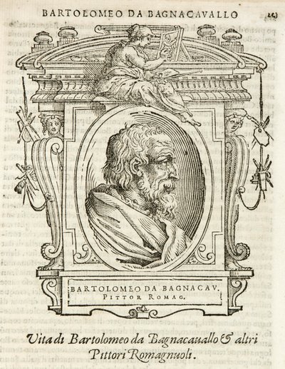 Milano, Biblioteca Braidense, Vite de piv excellent, Giorgio Vasari 1568, Bartolomeo Ramenghi nimeltään Bagnacavallo. tekijältä Giorgio Vasari