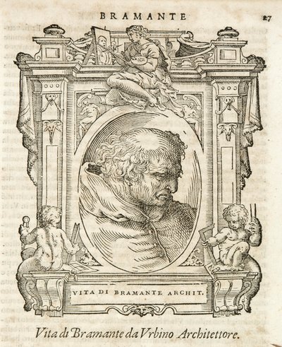 Milano, Braidensen kirjasto, Lives of piv excellent, Giorgio Vasari 1568, Bramante tekijältä Giorgio Vasari