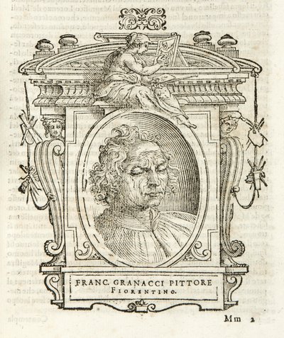 Milano, Biblioteca Braidense, Vite de piv excellent, Giorgio Vasari 1568, Francesco Granacci tekijältä Giorgio Vasari