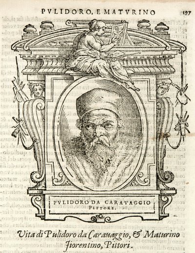 Milano, Biblioteca Braidense, Vite de piv excellent, Giorgio Vasari 1568, Polidoro da Caravaggio tekijältä Giorgio Vasari