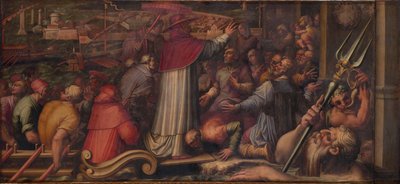 Paavi Eugenius IV laskeutuu maihin Leghornissa turvautuakseen Firenzeen, 1563-1565 tekijältä Giorgio Vasari
