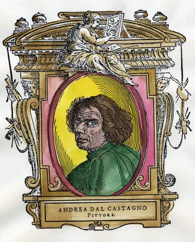 Taidemaalari Andrea Del Castagnon (n. 1410 - 1457) muotokuva. Giorgio Vasarin taiteilijoiden ja kuvanveistäjien elämäkertoja. tekijältä Giorgio Vasari