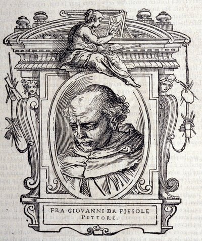 Muotokuva Beato Angelico dit Fra Angelicosta (Guido Di Pietro Da Mugello) 1390-1455, italialainen taidemaalari. Giorgio Vasarin teoksessa ”Parhaiden italialaisten kuvanveistäjien ja arkkitehtien elämä”” 1568. tekijältä Giorgio Vasari