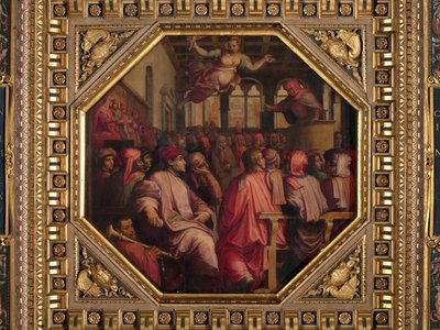 Antonio Giacominin puhe Pisan sodan puolesta Sala dei Duecentossa. tekijältä Giorgio Vasari