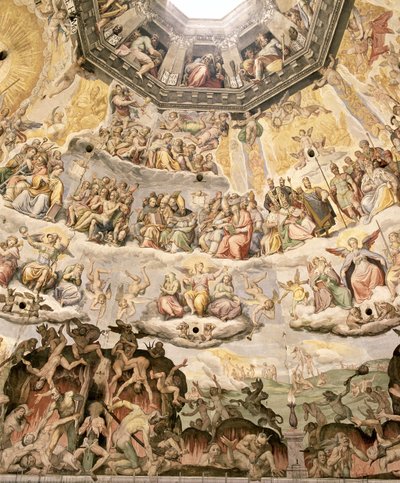 Viimeinen tuomio, yksityiskohta Duomon kupolista, 1572-79. tekijältä Giorgio Vasari