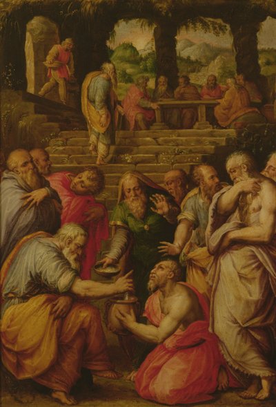 Profeetta Elisan ihmeet (öljy paneelissa) tekijältä Giorgio Vasari