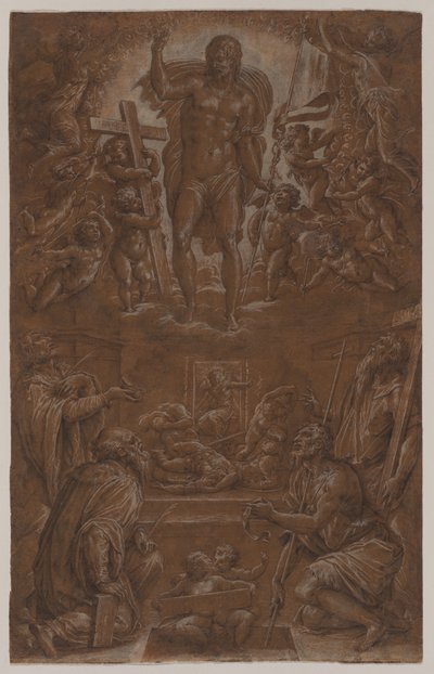 Ylösnoussut Kristus, jota pyhät ja enkelit palvovat tekijältä Giorgio Vasari