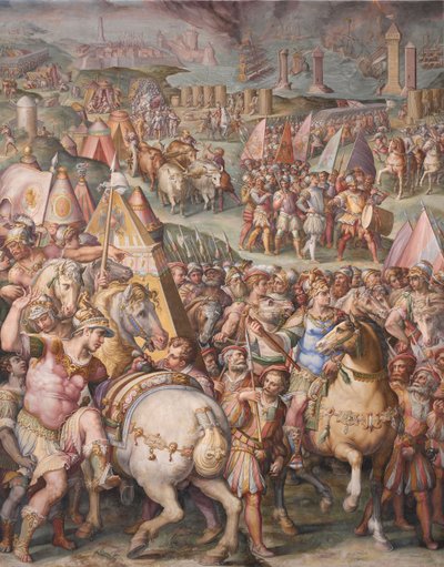 Keisari Maximilian purkaa Livornon piirityksen, 1568-1571 tekijältä Giorgio Vasari