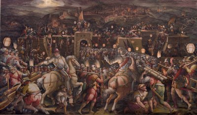Linnoituksen hyökkäys lähellä Porta Camolliaa Sienassa, 1570 tekijältä Giorgio Vasari