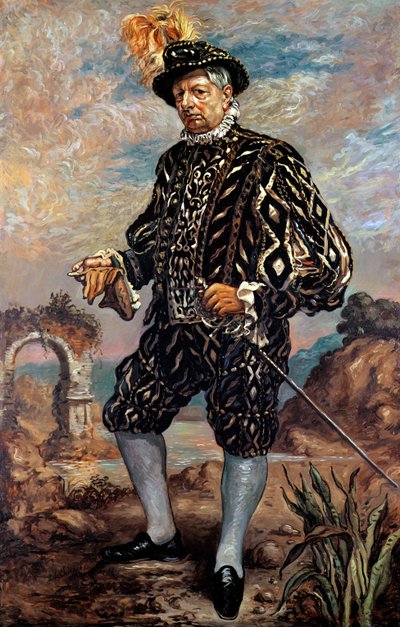 Omakuva mustassa 1700-luvun puvussa tekijältä Giorgio de Chirico