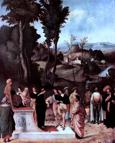 Finnish: Moses underging Trial by Fire (Mooseksen koettelemus tulessa) tekijältä Giorgione