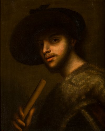 Miehen muotokuva piippu tai huilu kanssa, n. 1497-1510 (öljy kankaalle) tekijältä Giorgione