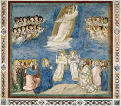 Kristuksen taivaaseenastuminen, yksityiskohta elämästä ja Kristuksen kärsimyksestä, Giotto tekijältä Giotto (c.1266 1337)