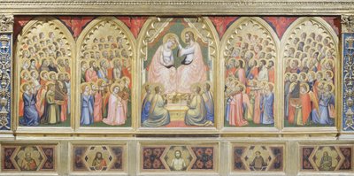 Italia, Firenze, Pyhän Ristin basilika, Bandini Baroncelli -kappeli, Neitsytkunnan kruunaus tekijältä Giotto (c.1266 1337)