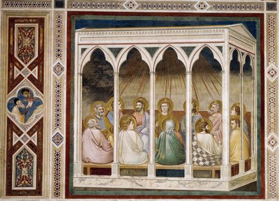 Helluntai, yksityiskohta Kristuksen elämästä ja kärsimyksestä, kirjoittanut Giotto tekijältä Giotto (c.1266 1337)