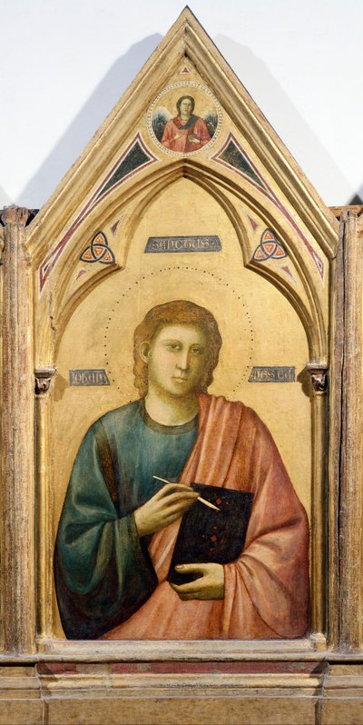 St John Evangelist, yksityiskohta Badia Polyptychista, noin 1300, kirjoittanut Giotto (1267-1337), tempera paneelissa, 91x334 cm tekijältä Giotto (c.1266 1337)