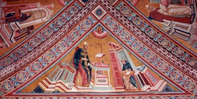 Kirkon tohtorit: Pyhä Augustinus Hippo (fresko tekijältä Giotto (c.1266 1337)